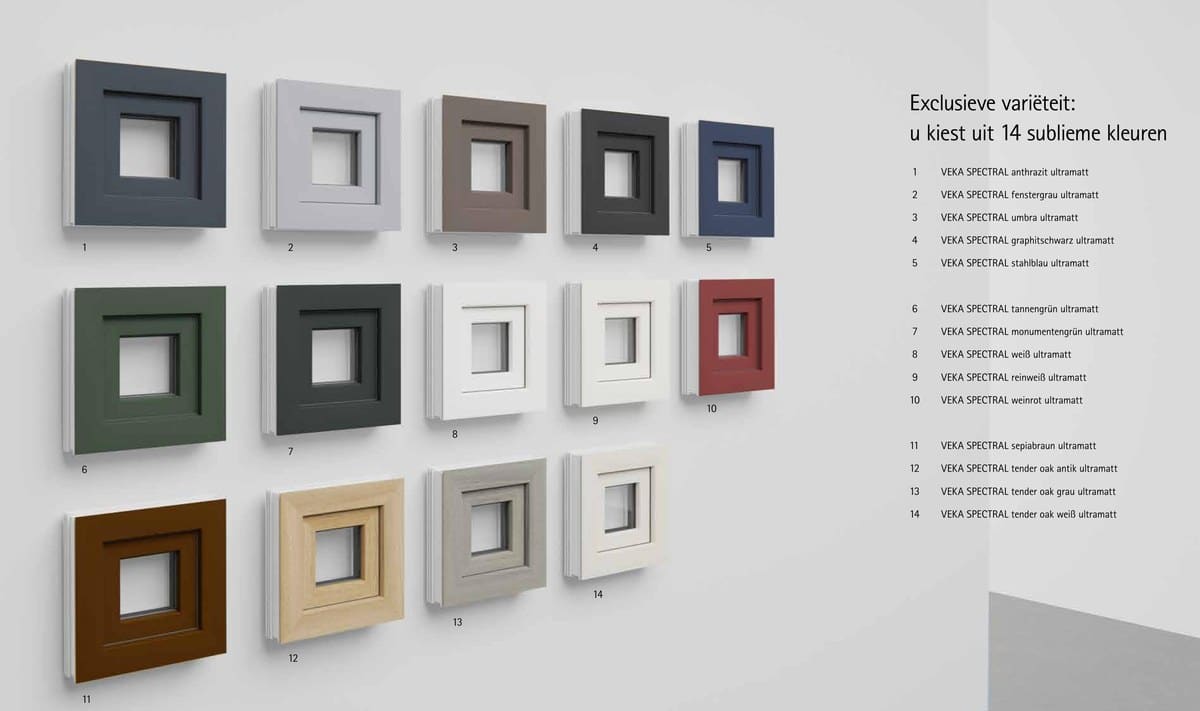 VEKA SPECTRAL 14 kleuren: kunststof kozijnen kleurkeuze